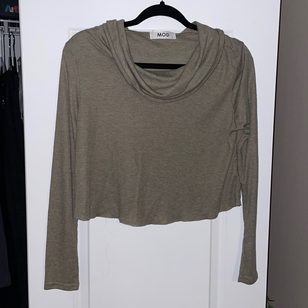 MOD green cowel neck crop top